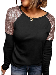 Glam Sequin Stitched Long Sleeve Top