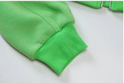 Green zipper up fashion Crop top hoodie