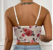 See-Through Floral Print Camisole Top