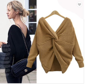 open-back irregular criss-cross wool knit cashmere