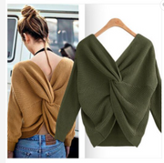 open-back irregular criss-cross wool knit cashmere