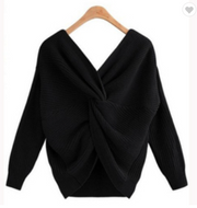 open-back irregular criss-cross wool knit cashmere